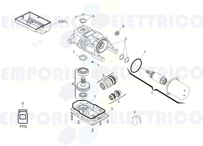 faac pagina ricambi per motore 770 230v